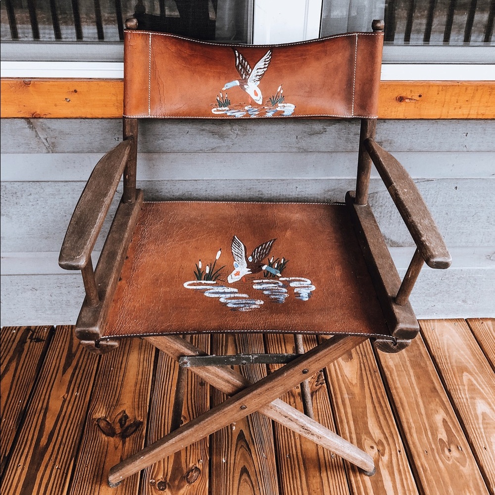 Rustic Tanned Leather Directors Chair